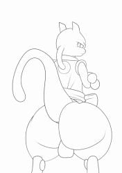 2024 animated anthro anus asian_clothing ass balls big_butt black_and_white clothed clothing digital_drawing_(artwork) digital_media_(artwork) felid generation_1_pokemon genitals legendary_pokemon line_art male male_only male_penetrating mammal martial_arts_style_mewtwo mewtwo monochrome nintendo penetration penis pokemon pokemon_(species) pokemon_unite short_playtime simple_background smeargle20 solo tail thick_thighs topwear unfinished white_background