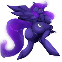 anthro ass big_breasts big_butt blush breasts equine female fluffyblarg friendship_is_magic mammal my_little_pony nude overweight pegasus princess_luna_(mlp) pussy solo wings