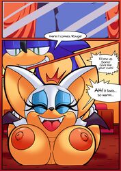 2017 2d anthro bat big_breasts breasts closed_eyes cloudz collaboration comic dialogue duo english_text female front_view hedgehog interspecies looking_pleasured male mammal mobian mobian_(species) mobian_bat nipples nude open_mouth rouge_the_bat sega sex smile sonic_(series) sonic_adventure_2 sonic_the_hedgehog_(series) straight superbunnygt text