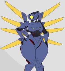 ambiguous_gender femboy genderless methados robot robot_humanoid thick_thighs ultrakill v1_(ultrakill) wings yellow_eye