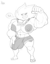 1boy 2024 abs alien alien_humanoid big_bulge big_muscles big_nipples big_pecs bobthetanuki bottomwear bulge cartoon_network clothed clothing detailed_bulge extrasizedbob eyewear footwear gem_(species) gem_fusion genital_outline grin holding_bulge humanoid male male_only muscular muscular_humanoid muscular_male nipples pecs penis_outline penis_under_clothes rule_63 sandals shorts simple_background smile solo steven_universe sunglasses sunstone_(steven_universe) teeth text topless white_background