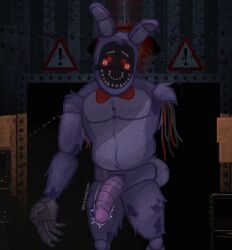 2024 absurd_res anthro barazoku big_pecs big_penis bonnie_(fnaf) d3rdadcrave digital_drawing_(artwork) digital_media_(artwork) five_nights_at_freddy's five_nights_at_freddy's_2 flaccid genitals hi_res male male/male male_only mammal missing_arm muscular muscular_anthro muscular_male nude pecs penis poking_out scottgames solo withered_bonnie withered_bonnie_(fnaf)