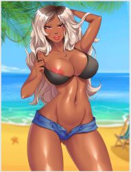 1girls dark-skinned_female dark_skin nutaku on_beach sexy_beaches tagme thalia_(sexy_beaches)