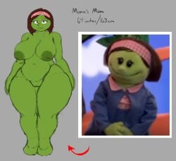 areolae axelarion belly bob_cut brown_hair dark_nipples green_skin huge_ass inverted_nipples large_areolae large_breasts milf mona's_mom nanalan nude nude_female pudge puffy_pussy puppet round_nose thick_thighs wide_hips