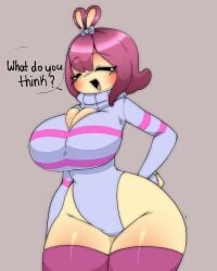 5hitzzzu boob_window boombita bunny_girl bunnysuit busty female female_frisk female_only frisk frisk_(undertale) funcu funculicious huge_breasts meatcuteshii pinkbobatoo skiddioop stereodaddy tagme thick_thighs undertale
