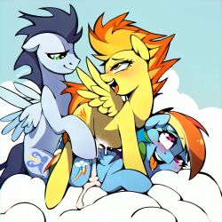 after_sex ahe_gao ai_generated cum cum_in_pussy doggy_style equine leaking_cum my_little_pony pony pregnant rainbow_dash_(mlp) soarin_(mlp) spitfire_(mlp) threesome