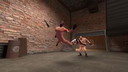 3d 3d_(artwork) balls ballsack dick flying funny garry's_mod gay heavy_(team_fortress_2) heavy_weapons_guy naked naked_male nude nude_male penis spy spy_(team_fortress_2) team_fortress_2 tf2 valve