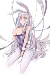 big_breasts elf elf_ears elf_female elf_girl emilia_(re:zero) female flower_in_hair flower_ornament hair_ornament half-elf light-skinned_female light_skin long_hair male male/female playboy_bunny pointy_ears princess purple_eyes re:zero_kara_hajimeru_isekai_seikatsu royalty silver_hair very_long_hair white_hair