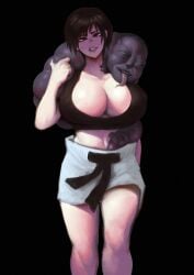 big_breasts black_topwear cleavage dualberettas genderswap_(mtf) huge_breasts jujutsu_kaisen milf rule_63 scar_on_face short_hair smirk suggestive tagme toji_fushiguro tomboy tshirt worm