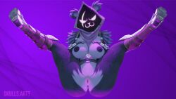 anus big_breasts breast_grab breasts completely_nude completely_nude_female female_only fortnite fortnite:_battle_royale furry glowing_eyes glowing_mouth glowing_scar light-skinned_female light_skin looking_at_viewer nude nude_female open_legs pov pussy raven_team_leader scar_across_eye self_upload skulls.art solo solo_female spread_legs vagina