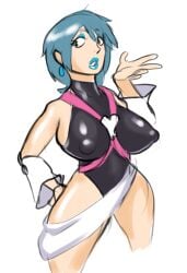 1girls aqua_(kingdom_hearts) big_breasts bimbo combos-n-doodles kingdom_hearts large_breasts nipple_bulge nipples