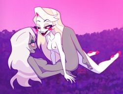 2girls angel angel_girl canon_couple canon_lesbian charlie_morningstar_(hazbin_hotel) demon demon_girl hazbin_hotel missionary_position missionary_tribadism multiple_girls sparklegoosy tribadism vaggie_(hazbin_hotel) yuri