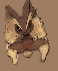 bronzecatworld female feral generation_4_pokemon genitals hi_res lopunny nintendo pokemon pokemon_(species) pussy simple_background solo