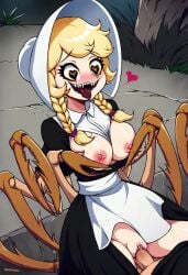 ai_generated blonde_hair breasts cliffside cordie heart-shaped_pupils spider_girl tongue_out vaginal_penetration vaginal_sex