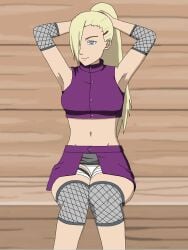 1girls blonde_hair ino_yamanaka naruto naruto_shippuden panties sitting skirt upskirt yonkaku