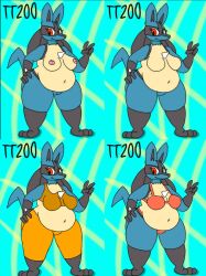 anthro bbw boobies chubby chubby_female fat_female ibispaintx lucario lucario_(female) pokemon pokemon_(species) tt200