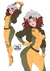 1girls anna_marie big_ass big_breasts curvy female female_only fully_clothed kamii_momoru marvel marvel_comics multicolored_hair rogue_(x-men) solo suit x-men