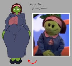 axelarion beady_eyes bob_cut clothed green_skin huge_ass large_breasts milf mona's_mom nanalan puppet round_nose sfw_version wide_hips