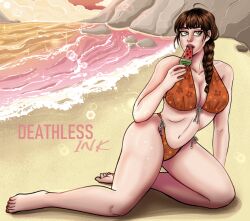 beach big_breasts bikini bimbo busty busty_female horror julie_crawford lollipop texas_chainsaw_massacre texas_chainsaw_massacre_game the_texas_chainsaw_massacre