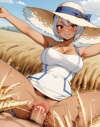 ai_generated beecher's_hope fairy_tail field great_plains payop pov smile summer summer_dress sun_hat tan_body vaginal_sex yukino_aguria