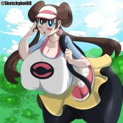 ass_visible_through_thighs blush hanging_breasts huge_ass huge_breasts huge_thighs leggings pokemon rosa_(pokemon) sketchyboi08 thick_thighs wide_hips wide_thighs