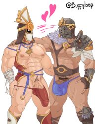 2boys abs armor armpit_hair bara bara_tits big_penis blizzard_entertainment buff buffyloop bulge bulge_through_clothing color erect_penis erection erection_under_clothes exposed_breasts faceless faceless_character faceless_male gay hard_on hi_res knight looking_at_another looking_at_each_other looking_at_partner male_only mask masked masked_male muscular muscular_male pecs pectorals penis pubes pubic_hair pulling_down_panties revealing revealing_clothes shiny_skin skimpy slutty_outfit the_thongs_stay_on_during_their_cudding_session thong thongs underwear veiny_penis warcraft white_background world_of_warcraft wow