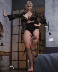 1boy 1girls 3d android bedroom between_thighs big_breasts blue_eyes breasts clothing female giantess huge_breasts jgrfgts light-skinned_female light-skinned_male light_skin lingerie macro male meiirii mini_giantess nier nier:_automata shrunk shrunken_male size_difference trapped yorha_commander