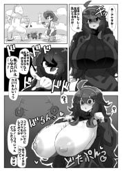 akan_mori blush comic game_freak gloves hex_maniac huge_breasts hypno hypnosis messy_hair nintendo pasties pokemon pokemon_xy purple_eyes purple_hair swirly_eyes thick_thighs thighhighs