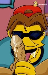 blowjob face_closeup gay lautingfox male penis roy semen sex sucking_testicles the_simpsons toony