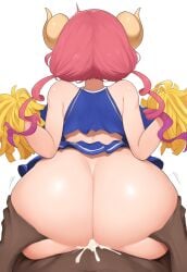 1boy 1girls ai_generated ambiguous_penetration ass big_ass cheerleader cum cum_inside dark-skinned_male dat_ass female from_behind ilulu_(dragon_maid) large_ass male miss_kobayashi's_dragon_maid nai_diffusion penetration pink_hair poper sex shortstack skirt stable_diffusion straight