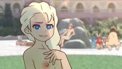 2d animated background_characters behind_the_scenes blonde_hair blue_eyes braid braided_hair breasts cartoon_network casual casual_exposure casual_nudity crossover disney elsa_(frozen) exposed_breasts eye_contact female female_focus filming frozen_(film) frozen_2 funny happy huge_areolae huge_breasts huge_nipples human jessica_rabbit large_breasts light-skinned_female light_skin looking_at_viewer manyakis naked naked_female nicole_watterson nicole_watterson_(anime) nipples no_sound nsfw nude nude_female nude_outside nudist nudity pale-skinned_female pale_skin perky_breasts pink_nipples pool poolside pov_eye_contact puffy_areola puffy_nipples seductive seductive_eyes seductive_look seductive_smile shorter_than_10_seconds single_braid smile uncensored video voyeur voyeurism water white_hair who_framed_roger_rabbit