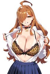 1girls ai_generated bow bow_bra bra breasts cleavage girls_only kono_subarashii_sekai_ni_shukufuku_wo! leopard_print leopard_print_bra school_uniform solo solo_female tagme wiz_(konosuba)