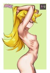 1girls adjusting_hair ass blonde_hair bottomless breasts closed_eyes color colored female female_only hair hips long_hair naked naked_female nude nude_female panty_&_stocking_with_garterbelt panty_anarchy parallaxfused ribs shibayamamohu side_view sideboob small_breasts solo solo_female thighs topless