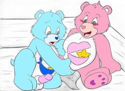 anthro bear blue_fur brother_and_sister care_bears cub furry hugs incest male/female mammal pink_fur puppyfluff siblings straight tagme tugs young