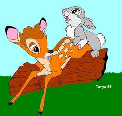 1998 anthro bambi_(character) bambi_(film) cub disney feral furry gay male_only penis tagme tanya_(artist) thumper