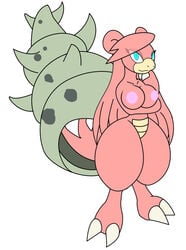 anthro barefoot breasts claws color female female_only front_view gb_of_bs nintendo nipples nude pokemon slowbro solo standing tagme