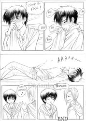 2boys after_sex albus_severus_potter bed black_hair blonde_hair blush cloak clothed clothing comic cum cumshot ejaculation embarrassed english_text fantasy flush forced_orgasm gay grin gryffindor_tower hands-free happy harry_potter harry_potter_and_the_cursed_child hogwarts hogwarts_school_uniform lying lying_on_back lying_on_bed magic male male_only moaning monochrome necktie on_bed orgasm pants penis penis_out school_uniform schoolboy scorpius_malfoy shirt shouting smile speech_bubble standing student sweat tagme talking text yaoi