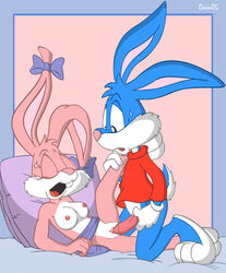 2005 anthro babs_bunny buster_bunny dam female fur furry male mammal rabbit straight tagme tiny_toon_adventures uncensored