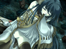 black_hair closed_eyes game_cg karura_(utawarerumono) solo utawarerumono