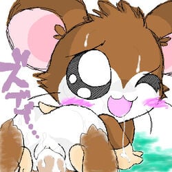 1girls abe_yukio blush hamster hamtaro_(series) pussy rule_63 snoozer_(hamtaro) tagme