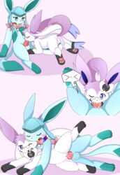 1boy 1girls alternate_color ass blue_eyes blush canine cum cum_in_mouth cum_in_pussy cum_inside eeveelution erection eyewear female furry glaceon glacey glasses interspecies iris_the_sylveon km-15 knot male nintendo open_mouth original_character paws penis pokémon_(species) pokemon pokemon_dppt pokemon_xy pussy sex smile sylveon video_games