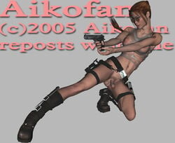 1futa 2005 3d aikofan areolae backpack balls belt boots braid braided_ponytail breasts brown-tinted_eyewear brown_hair combat_boots desert_eagle futa_only futanari holster human intersex lara_croft lara_croft_(classic) mostly_nude navel nipples pistol solo sunglasses tagme thigh_strap tinted_eyewear tomb_raider