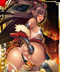 aoi_nagisa_(artist) ass ass_grab bent_over boots butt_crack card_(medium) female huge_ass leotard lilith-soft long_hair looking_at_viewer looking_back magical_girl mizuki_yukikaze naughty_face nipples official_art one-piece_tan open_mouth pussy_juice saliva shiny shiny_skin skirt small_breasts solo taimanin_(series) taimanin_asagi taimanin_asagi_battle_arena taimanin_asagi_battle_arena_all_card_gallery taimanin_yukikaze tan tanline thong_leotard tied_hair tongue tongue_out twintails