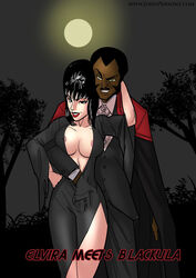 1boy 1girls big_breasts black_hair blacula breasts brown_eyes cassandra_peterson celebrity crossover dark-skinned_male dark_hair dark_skin elvira elvira:_mistress_of_the_dark female green_eyes interracial john_persons large_breasts male mamuwalde nipples rabies-t-lagomorph straight vampire william_marshall