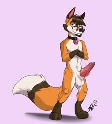 anthro canine collar erection fox foxbtails furry invalid_tag male mammal nude penis pose ramaelfox yaoi