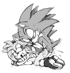 amy_rose balls breasts coolblue exposed_torso female footwear furry handwear hedgehog male mammal penis pussy sonic_(series) sonic_the_hedgehog sweat vaginal_penetration