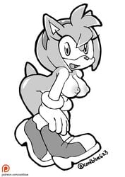 amy_rose boots breasts casual coolblue exposed_torso female footwear handwear nipple no_panties sonic_(series)