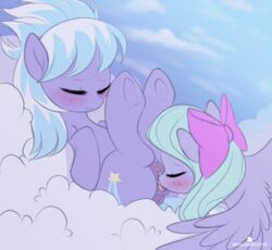 2017 animated anus blush cloud cloud_chaser_(mlp) cunnilingus cutie_mark duo equine feathered_wings feathers female feral flitter_(mlp) friendship_is_magic hair hair_ribbon hairbow incest long_hair lying mammal momomistress multicolored_hair my_little_pony on_back open_mouth oral pegasus purple_eyes pussy ribbons sex sibling sisters two_tone_hair underhoof vaginal_penetration wings yuri