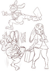 anthro anus black_and_white clothing disney female hoihoi judy_hopps lagomorph looking_back mammal pussy rabbit zootopia