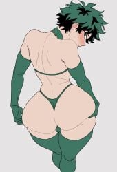 1boy ass big_ass huge_ass human izuku_midoriya looking_at_viewer male male_only my_hero_academia revealing_clothes skimpy solo solo_male standing wide_hips yoradav